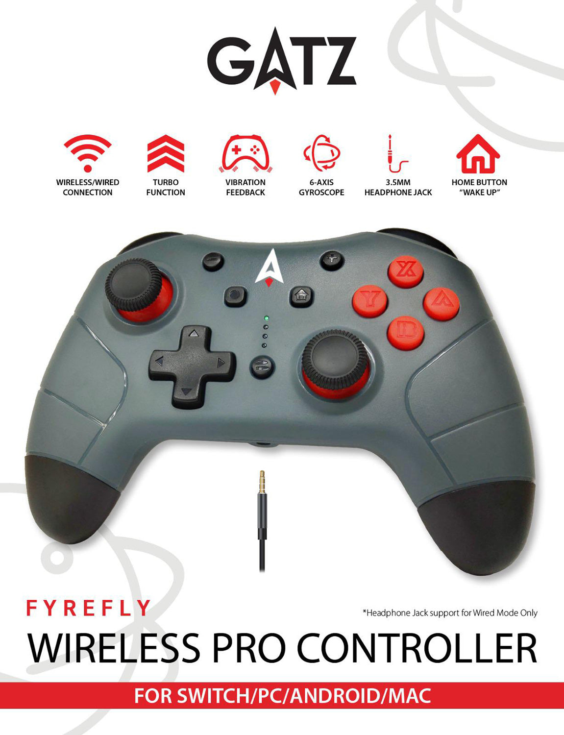 Gatz Fyrefly Wireless Pro Controller for Nintendo Switch, Android and PC - GameShop Malaysia