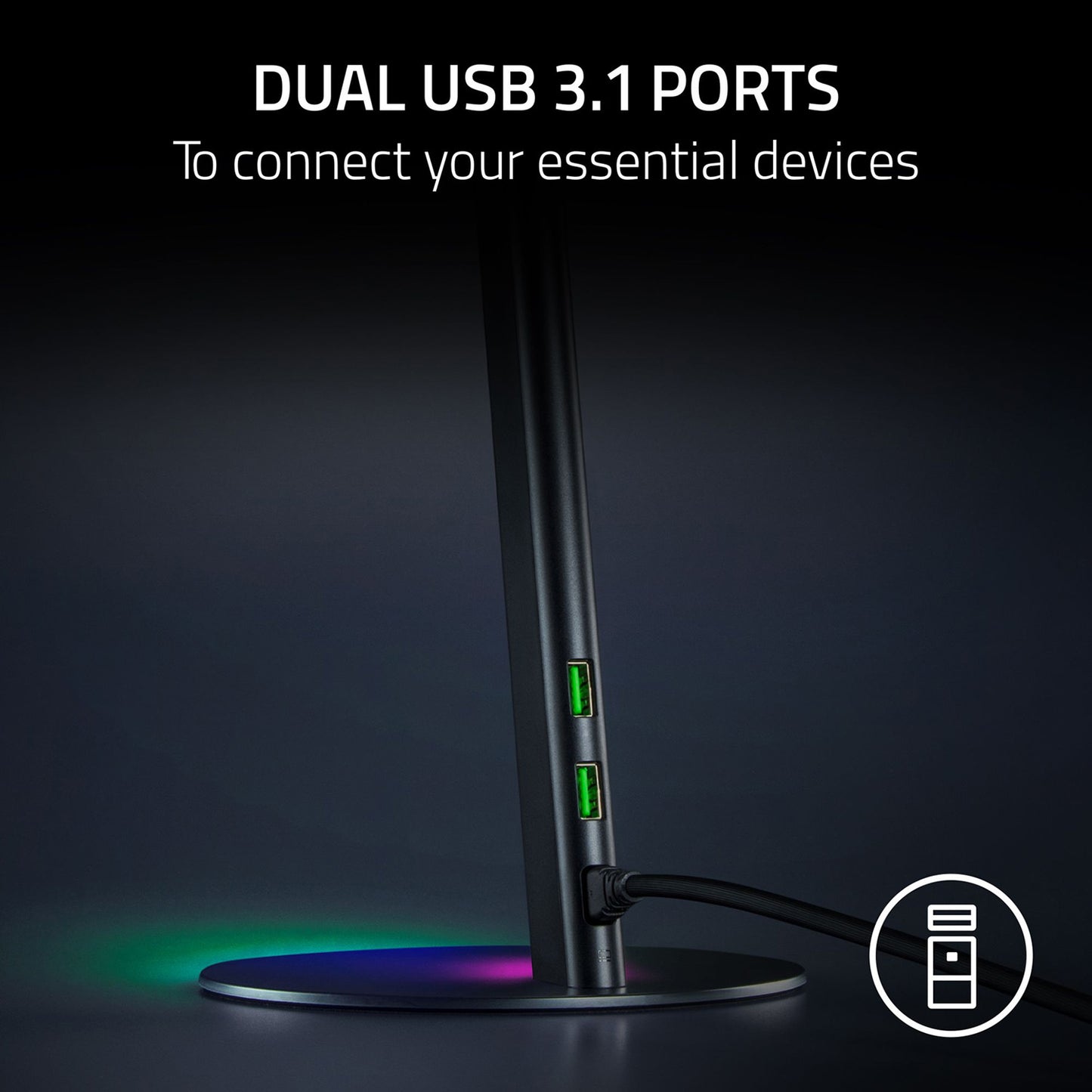 Razer Base Station V3 Chroma Smart RGB Headset Stand with USB Ports