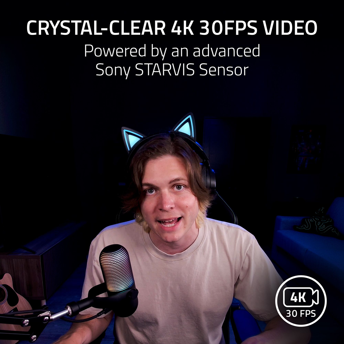 Razer Kiyo V2 4K30 Webcam for Content Creation and Streaming Black Edition