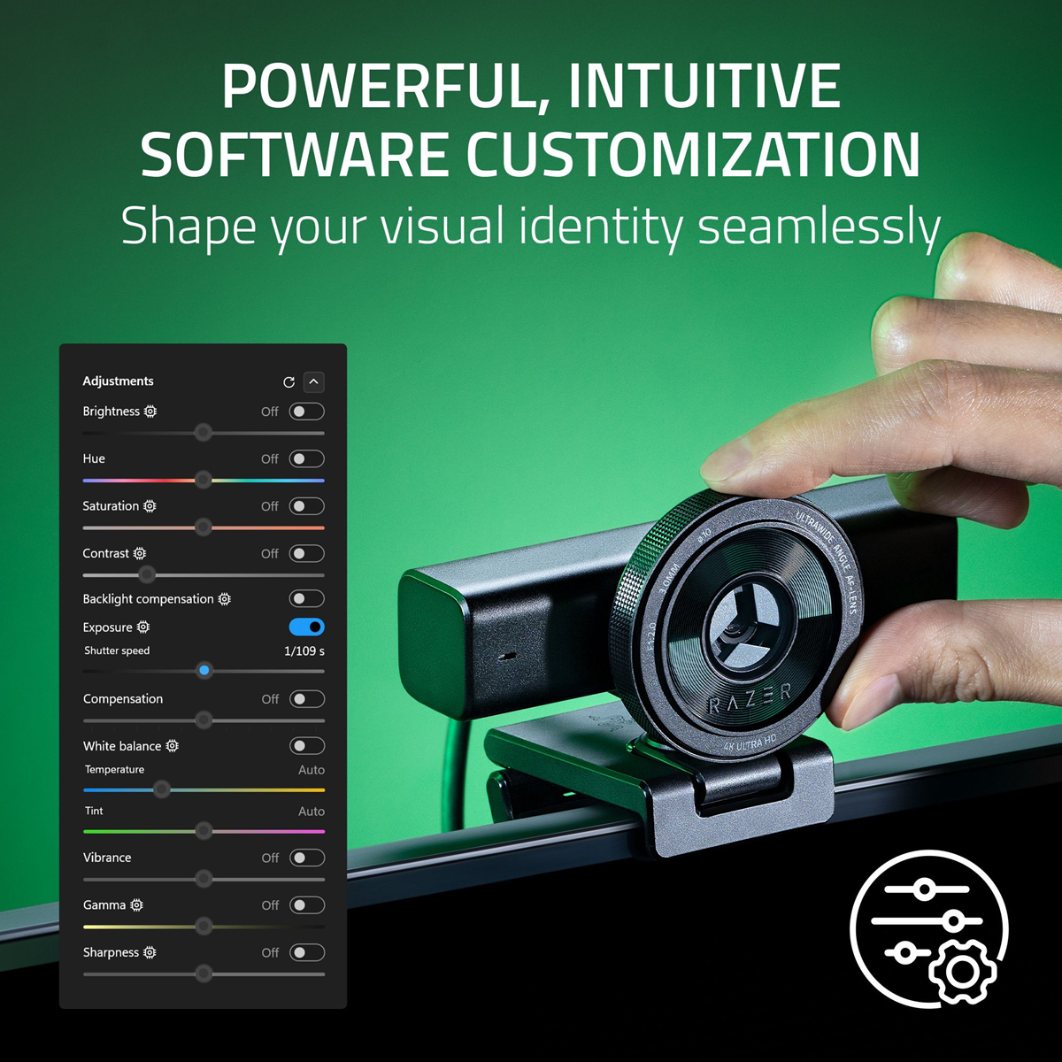 Razer Kiyo V2 4K30 Webcam for Content Creation and Streaming Black Edition