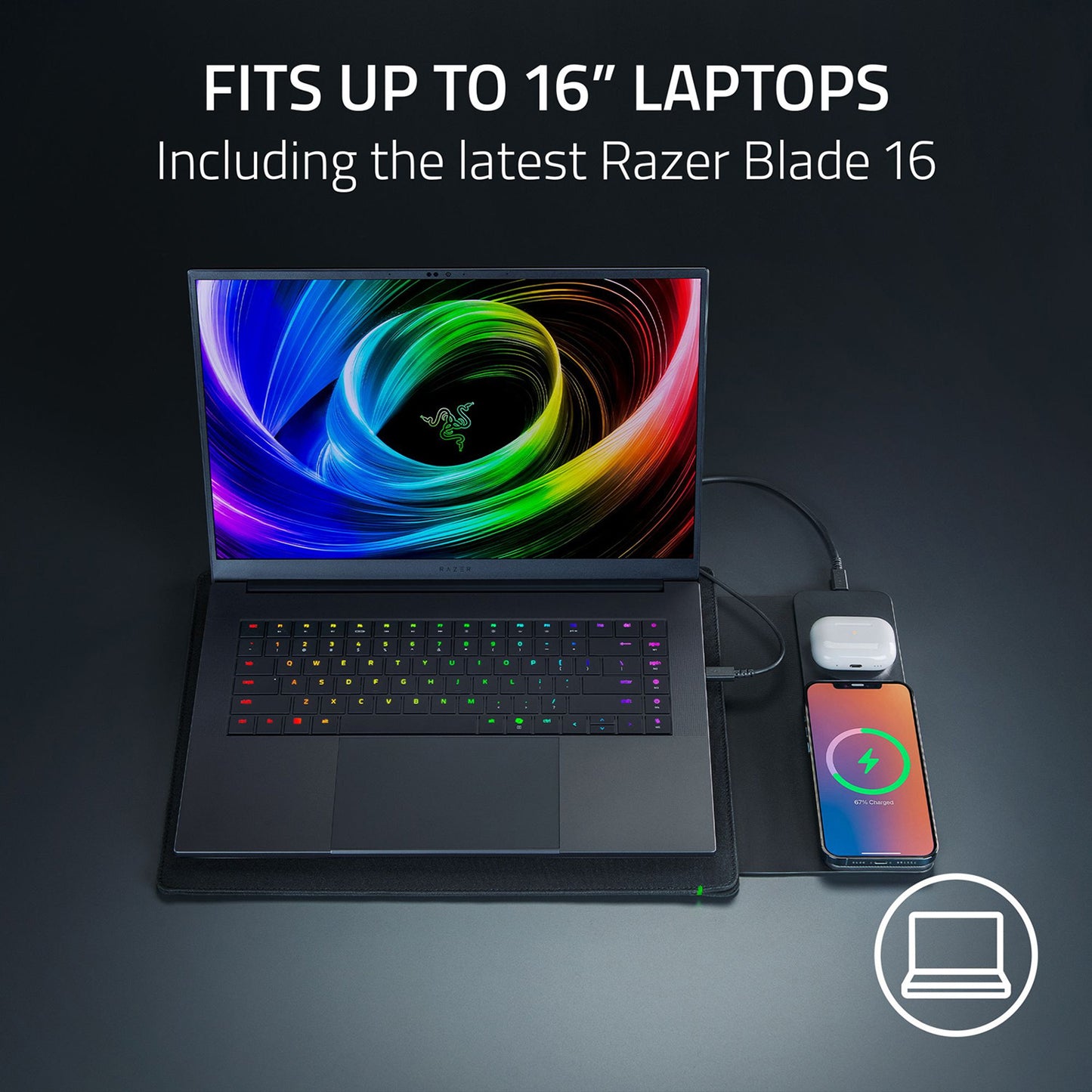 Razer Laptop Sleeve 16'' with Wireless Charging for Devices - GameShop Malaysia