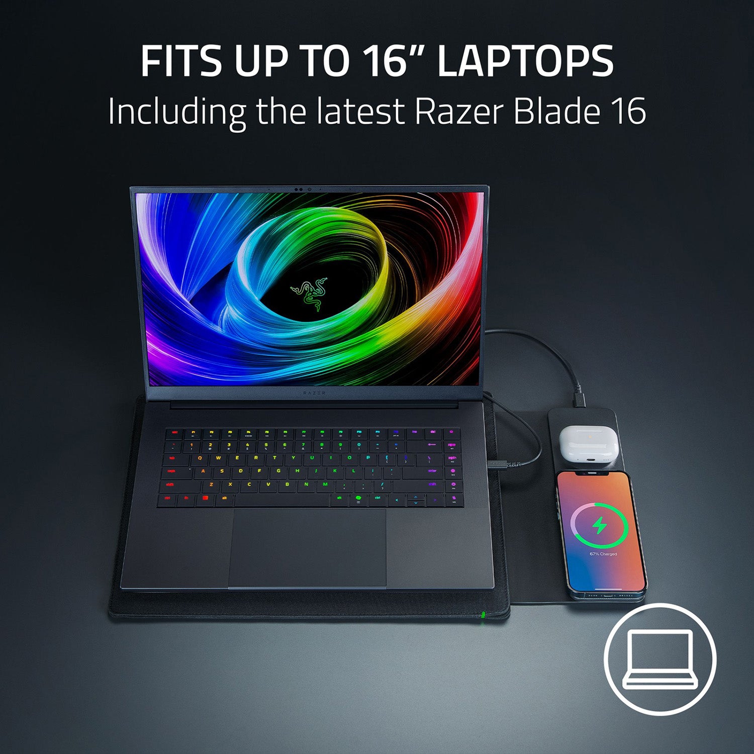 Razer Laptop Sleeve 16'' with Wireless Charging for Devices - GameShop Malaysia